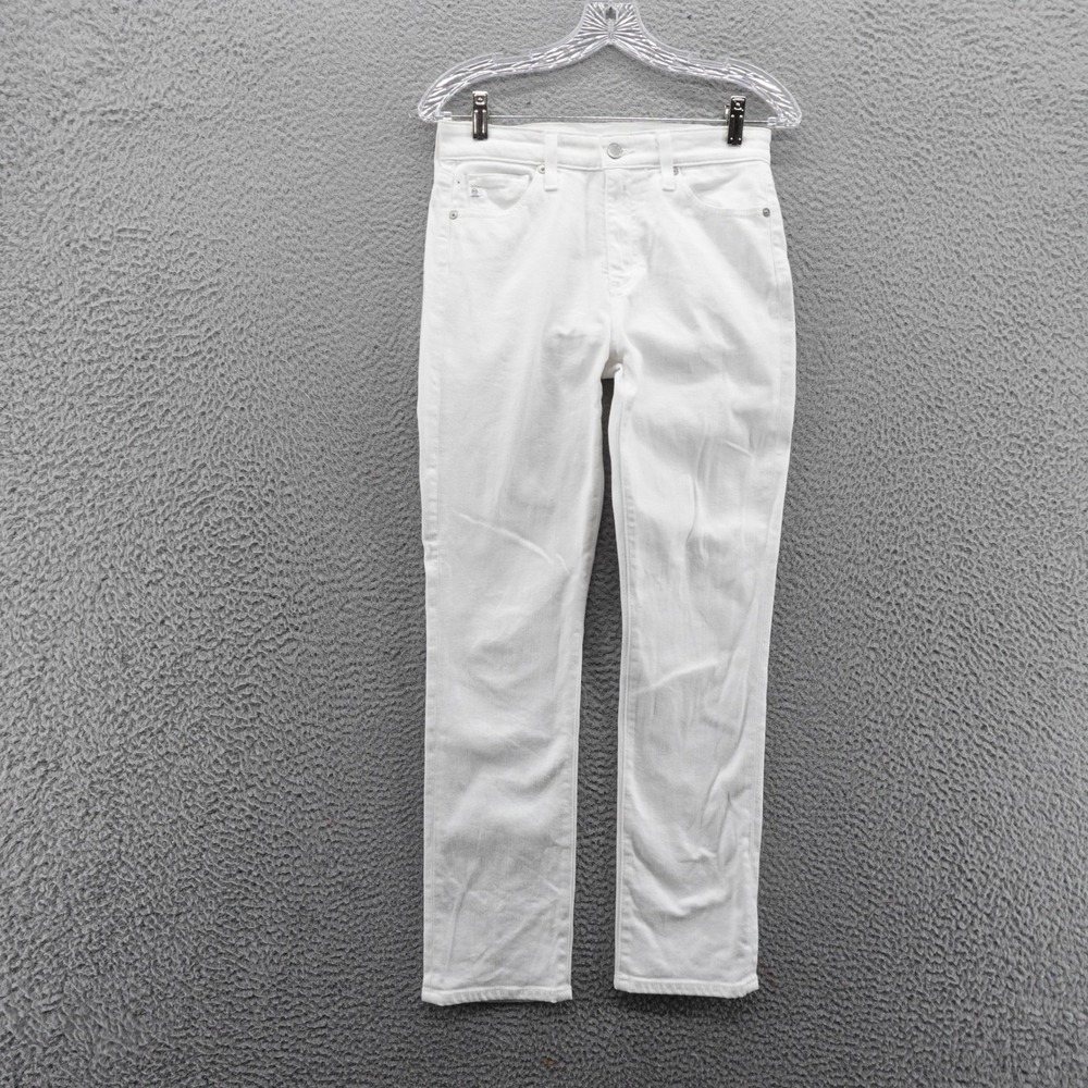 AG Adriano Goldschmied Mari Crop High Rise Slim Straight White Jeans 26 *